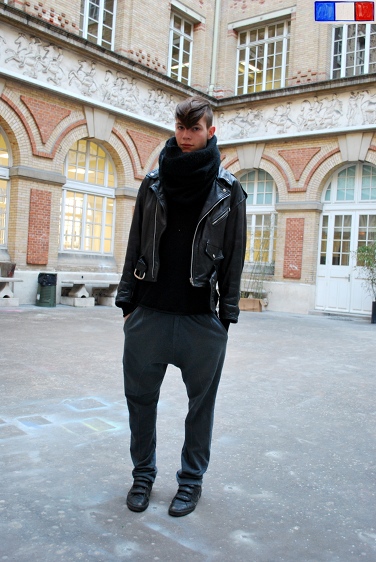 Sarouel Pants, Leather Biker Jacket and Chunky Scarves for Men ...